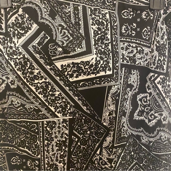 Mix Nouveau Black White Paisley Layer Ruffle Lace Hem Y2K Midi Maxi Skirt M - Picture 5 of 8